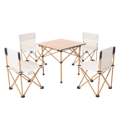 Foldable 4 Chairs and 1 Table Set (Black and White)
