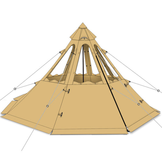 Outdoor Stove Tent with Chimney Output