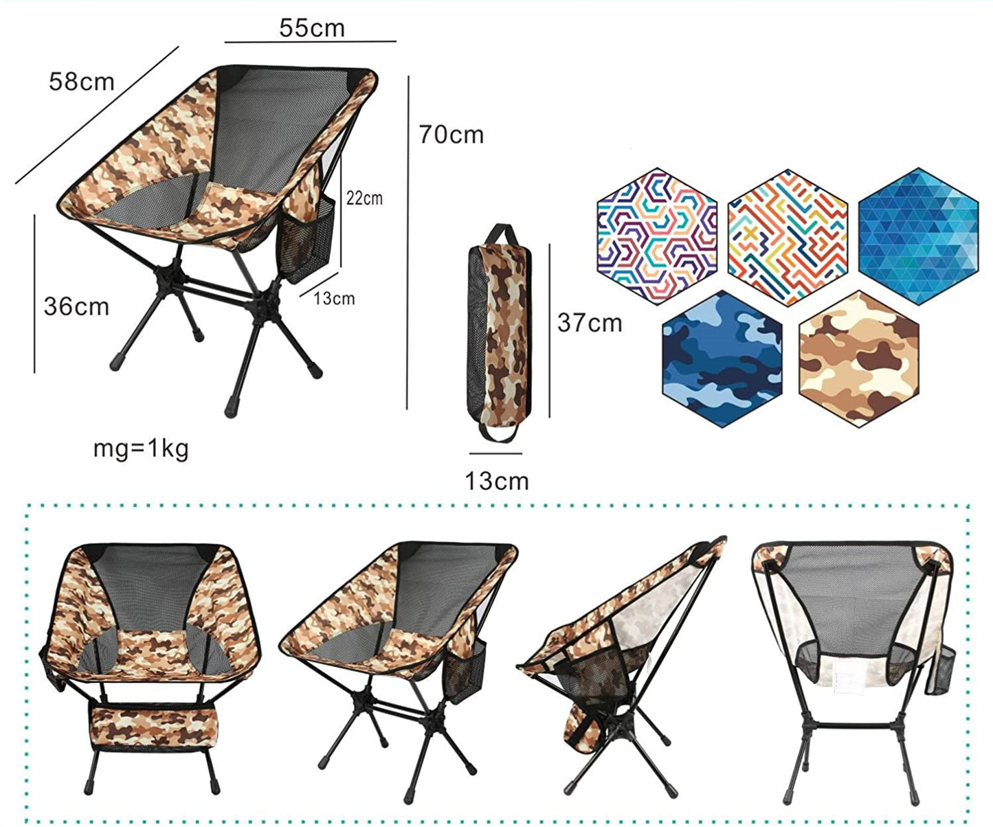 Foldable Aluminum Camping Beach Chair