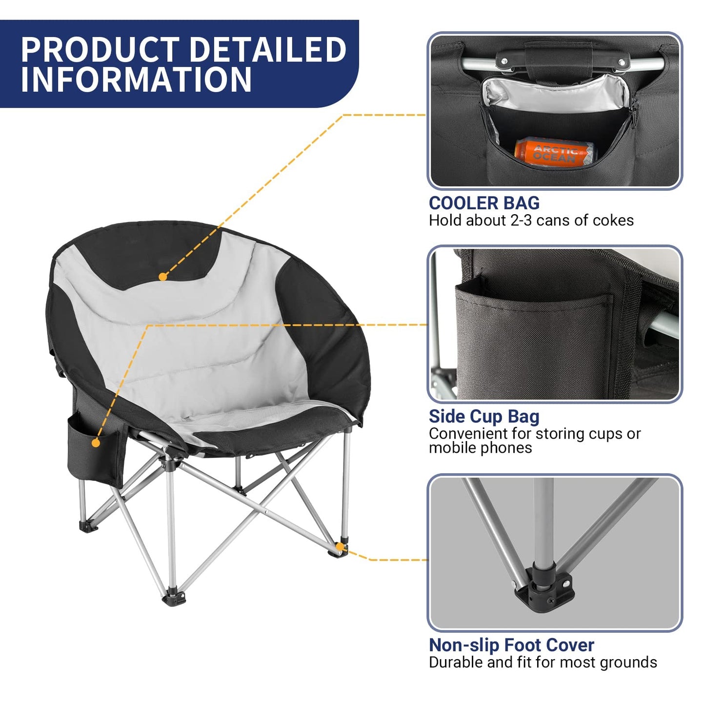 Oversize Folding Moon Chair with Soft Padded