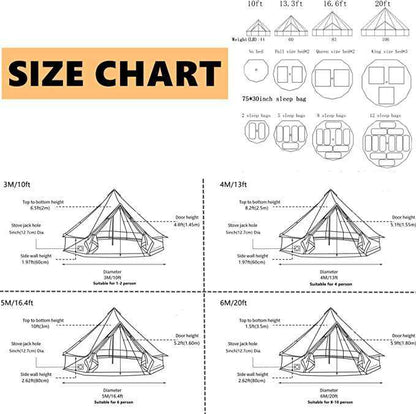 3M 4M 5M 6M Windproof Canvas Bell Tent