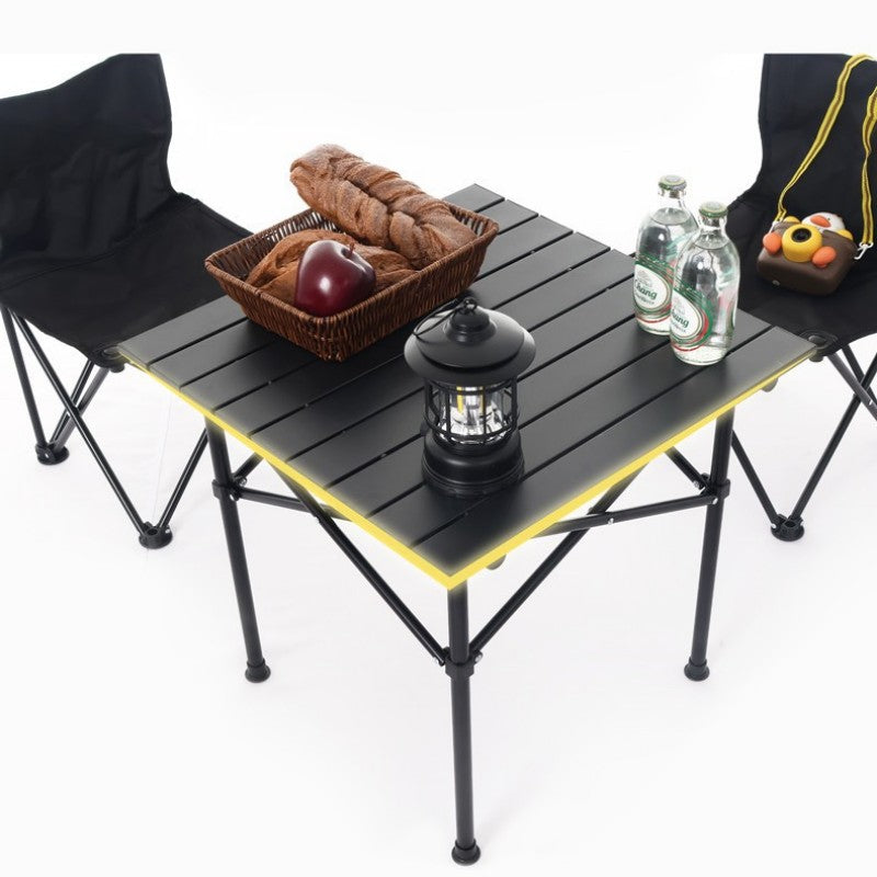Foldable 4 Chairs and 1 Table Set (Black and White)
